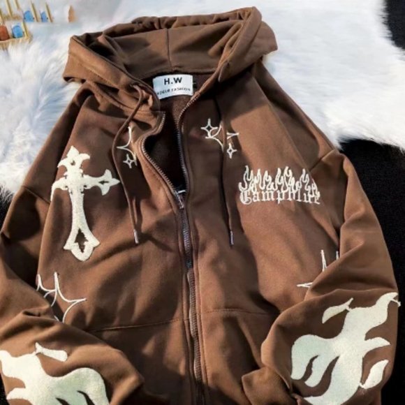 Trendy Custom Baggy Zip Up Sweaters - Picture 3 of 3